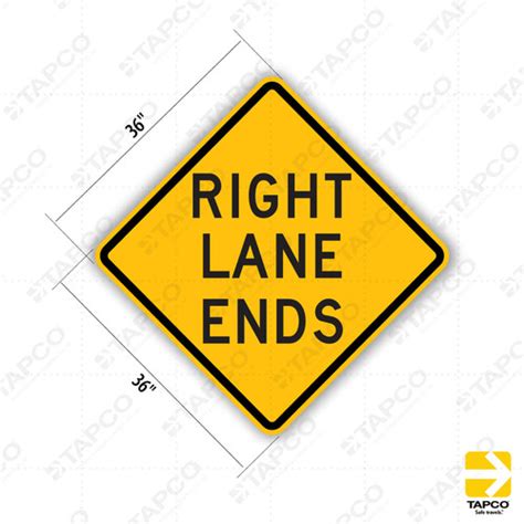 Lane Ends Merge Right Sign W9 2r Standard Traffic Signs Tapco