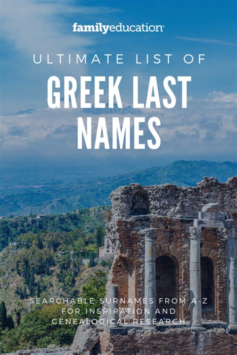A Complete List Of Greek Last Names Meanings Last Name Meaning