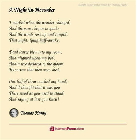 A Night In November Poem By Thomas Hardy