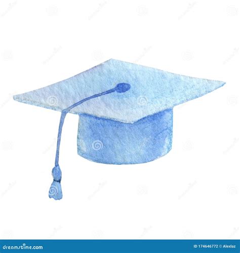 Blue Graduation Cap Icon Sketch For Blogs Stock Illustration