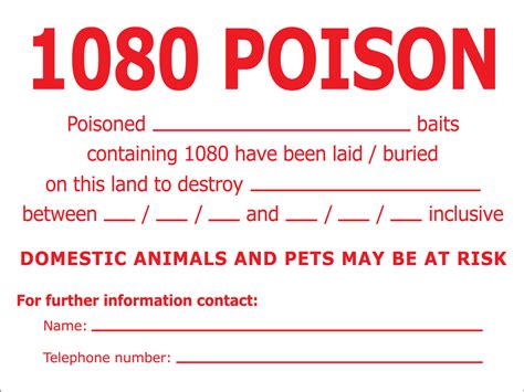 1080 Poison Chart Sign New Signs