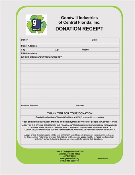 Free Donation Receipt Templates C Non Profit Charity