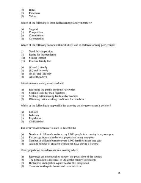 Cxc Past Papers For Social Studies With Multiple Choice Questions