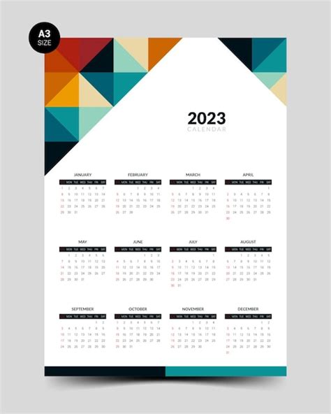 Plantilla De Diseño De Calendario De Pared 2023 Con Forma Poligonal