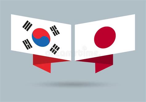 South Korea And Japan Flags Japanese And Korean National Symbols