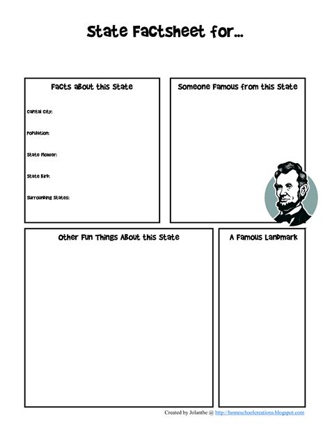 Usa State Fact Sheet Template Learning Through Play Templates At