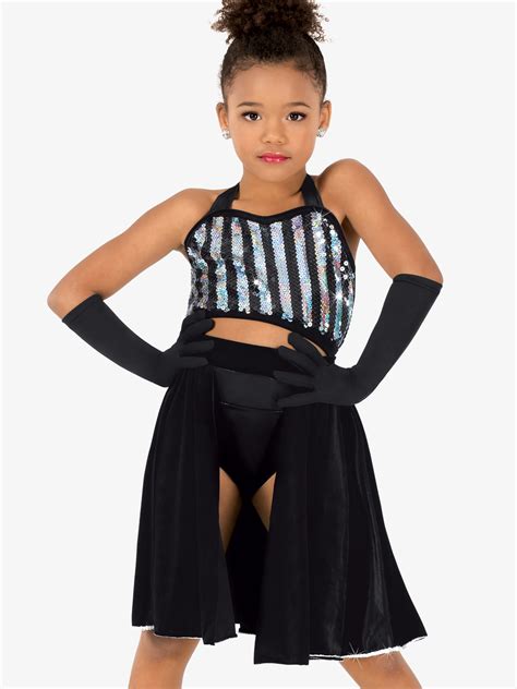 Girls Striped Top And Skirt 2 Piece Dance Costume Set Elisse El270c