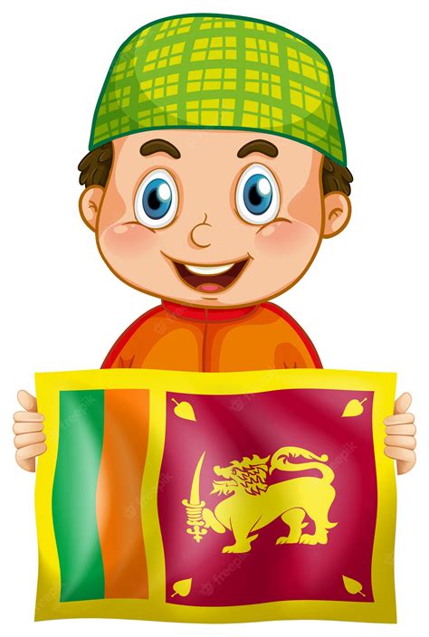 Premium Vector Happy Boy And Flag Of Srilanka