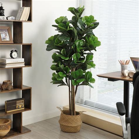 I used a plaid chair in a similar blue to keep your eye moving around the room. Primrue Artificial Fiddle Leaf Fig Tree, 71-Inch Tall ...