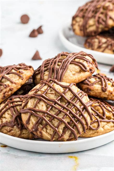 Chocolate Drizzled Peanut Butter Cookies Yummiesta