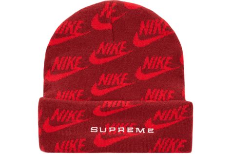 Supreme Nike Jacquard Logos Beanie Red Ss21 It