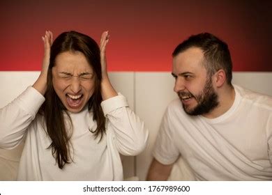 Angry Man Husband Yells Wife During Stock Photo Shutterstock