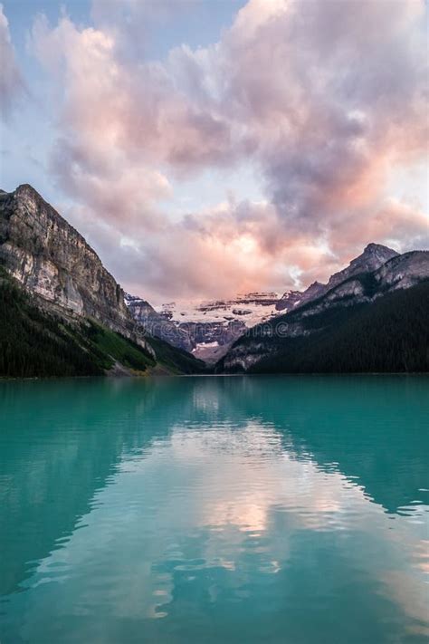 Lake Louise At Sunset In Banff National Park Canada Stock Image