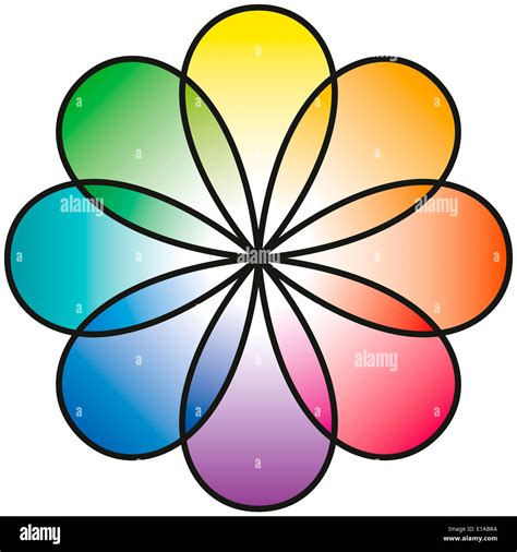 Rainbow Flower With Eight Petals In Rainbow Colors Stock Photo Alamy