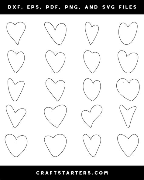 Hand Drawn Heart Outline Patterns Dfx Eps Pdf Png And Svg Cut Files
