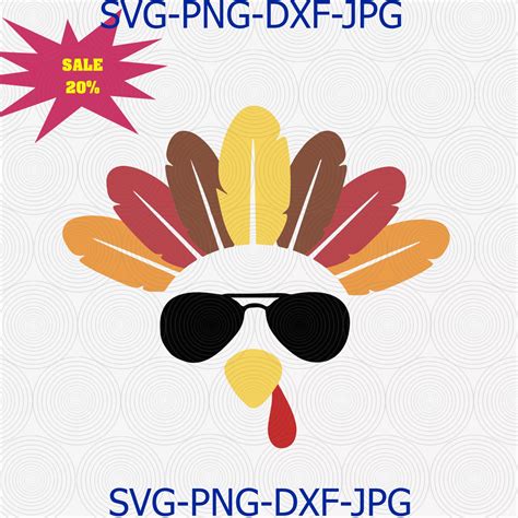 Turkey With Glasses Svg Turkey Face Svg For Cricut Silhouette Iron On