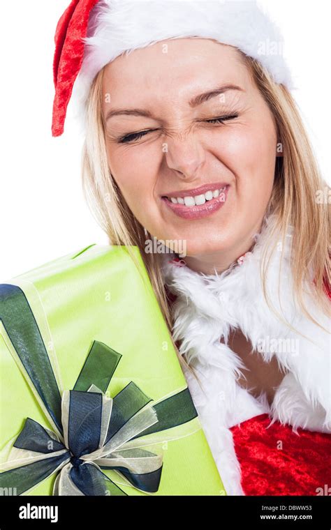 Closeup Of Christmas Woman Making Funny Faces Stock Photo Alamy