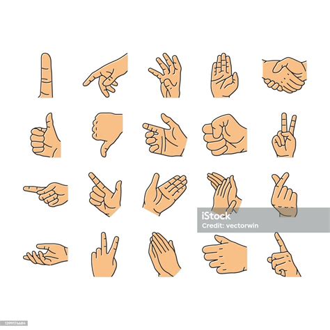 Hand Gesture And Gesticulate Icons Set Vector Stock Illustration