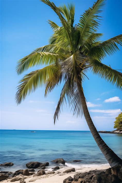 Palm Tree On Tropical Beach Free Stock Photo Public Domain Pictures