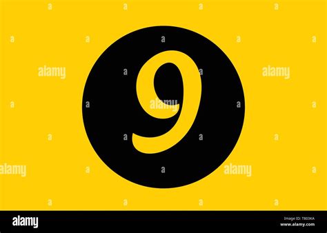 Yellow Number 9 Icon Design With Black Circle Suitable For A Business