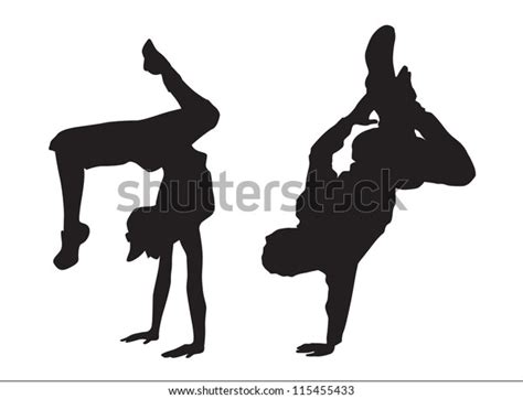 Young Girls Men Silhouette Dance Jump Stock Vector Royalty Free