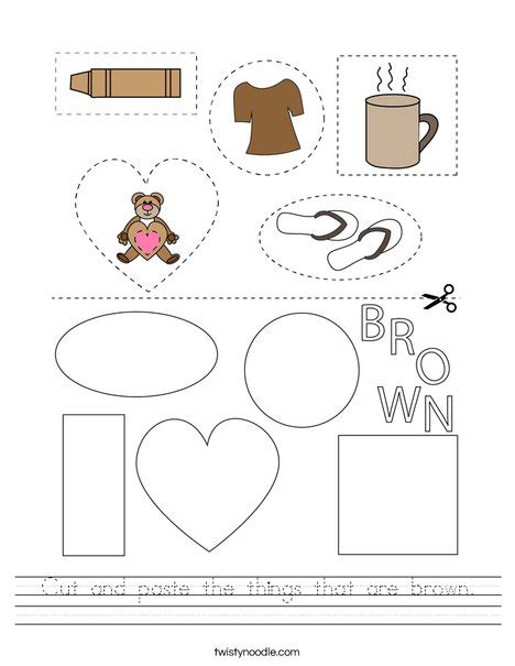 Cut And Paste The Things That Are Brown Worksheet Twisty Noodle