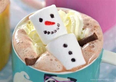 Homemade Hot Chocolate With Snowman Marshmallows