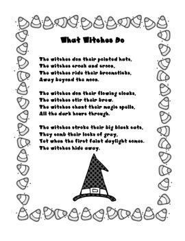 The sky is like a kind big smile bent sweetly over me. What Witches Do Poem by Kristal | Teachers Pay Teachers