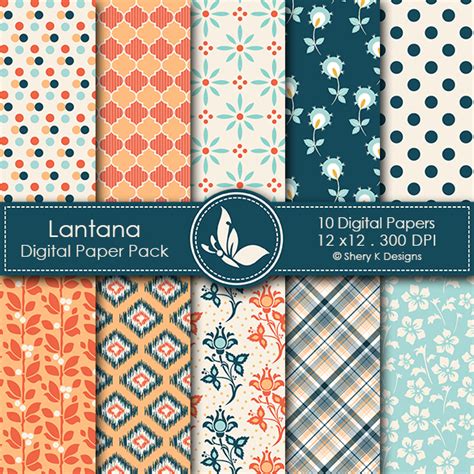 Lantana Digital Papers Shery K Designs