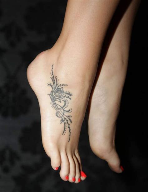 Color Feather Foot Tattoos
