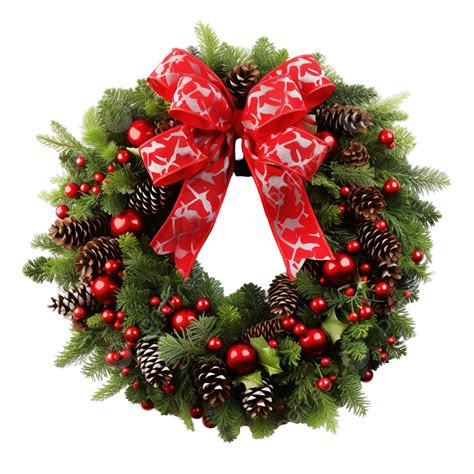 Christmas Wreath Of Pine Branches Decorated With Berries Winter Party