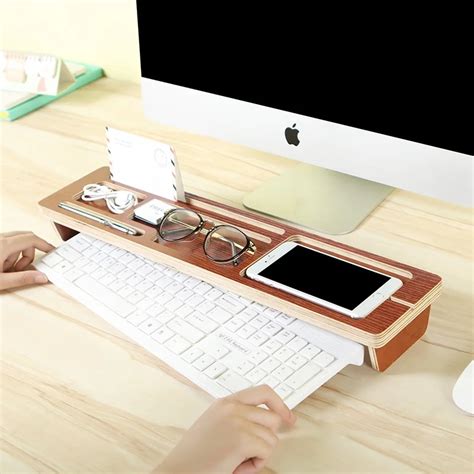 Useful Multifunctional Keyboard Shelf Storage Rack 5212cm Wooden