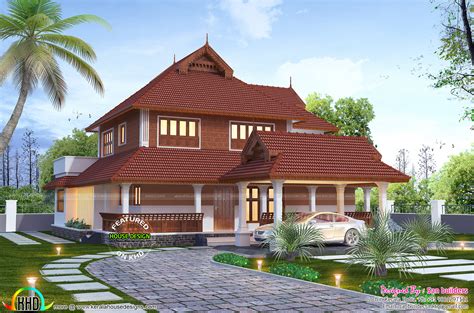 TRADITIONAL KERALA STYLE HOUSE PLAN WITH TWO ELEVATIONS ARCHITECTURE Designinte Com
