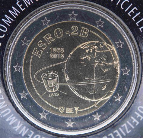 Belgium 2 Euro Coin 50 Years Since The Launch Of European Satellite