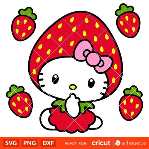 Hello Kitty Strawberry Svg Sanrio Svg Hello Kitty Svg Kawaii Svg