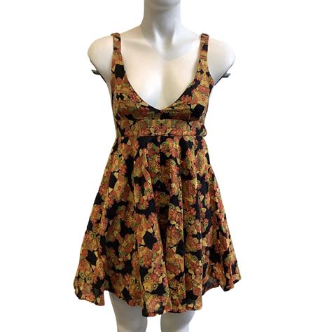 Tigerlily Women’s Size 8 Mini Dress Black With A Multicoloured Fruit Pattern S