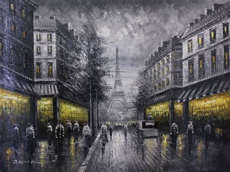 Street Scene Original Oil Painting From Art Outlet Captures Paris At