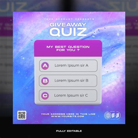 Premium Psd Creative Giveaway Quiz Social Media Post Instagram Retro