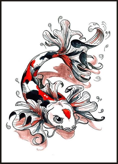 Commission Koi Tattoo Colour Карп кои Японская рыба Красочные