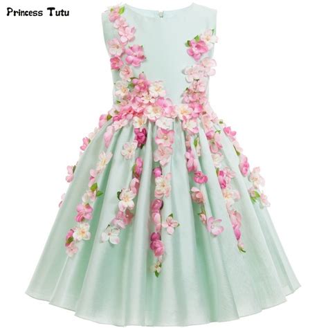 Beautiful Light Green Flower Fairy Girls Princess Dress