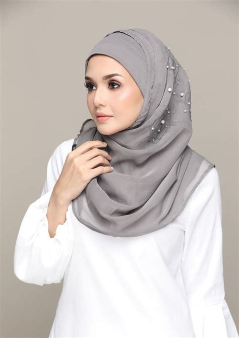 silvery moons premium plain hijab instant hijab pink hijab grey hijab
