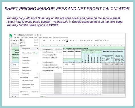 Product Costing Template Excel Product Planner Pricing Etsy
