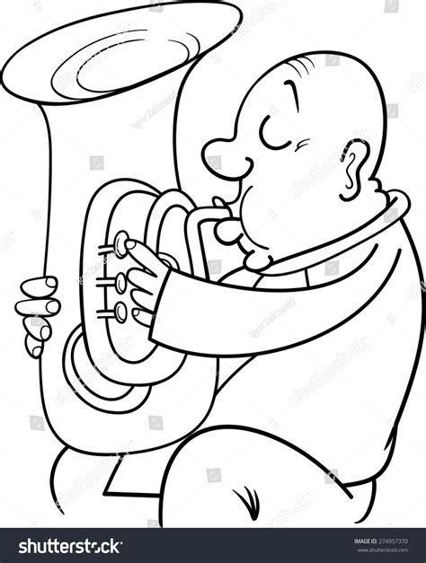 Black White Cartoon Vector Illustration Trumpeter Stock Vector Royalty