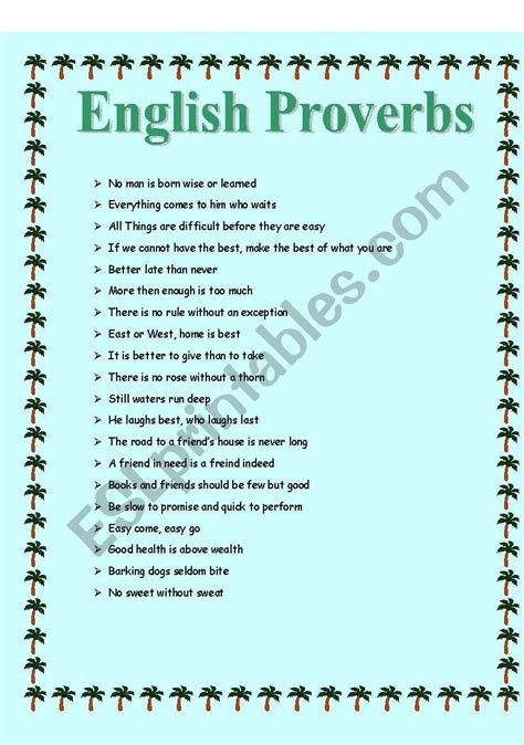 Many proverbs have several meanings. English Proverbs - ESL worksheet by jcaps