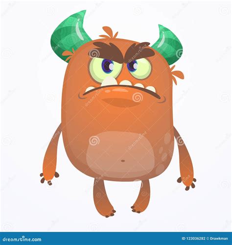 Cartoon Grumpy Angry Monster Vector Illustration Stock Vector