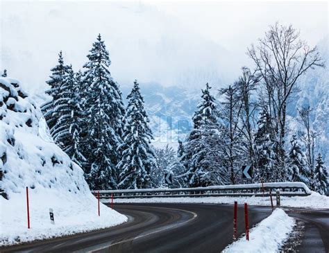 Mountain Road In Winter Winter Stock Image Colourbox