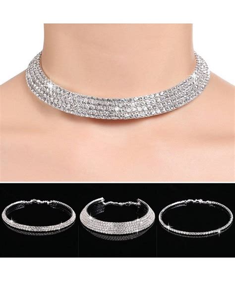 Rhinestone Choker 1 3 4 5 Row Womens Crystal Necklace Diamond Collar