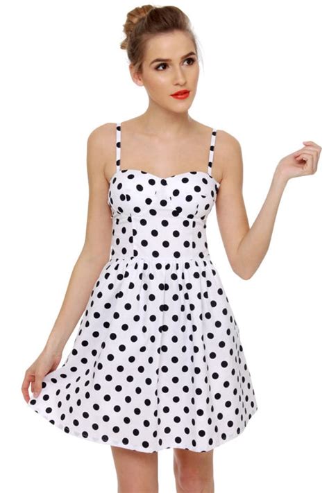 Cute Polka Dot Dress White Dress Retro Dress 3200