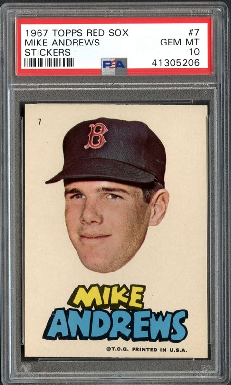 Lot Detail 1967 Topps Red Sox 7 Mike Andrews Stickers Psa 10 Gem Mint
