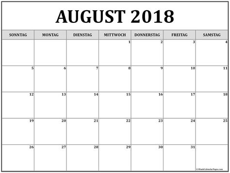 Das aktuelle kalenderblatt für den 22. August 2018 kalender | kalender 2018